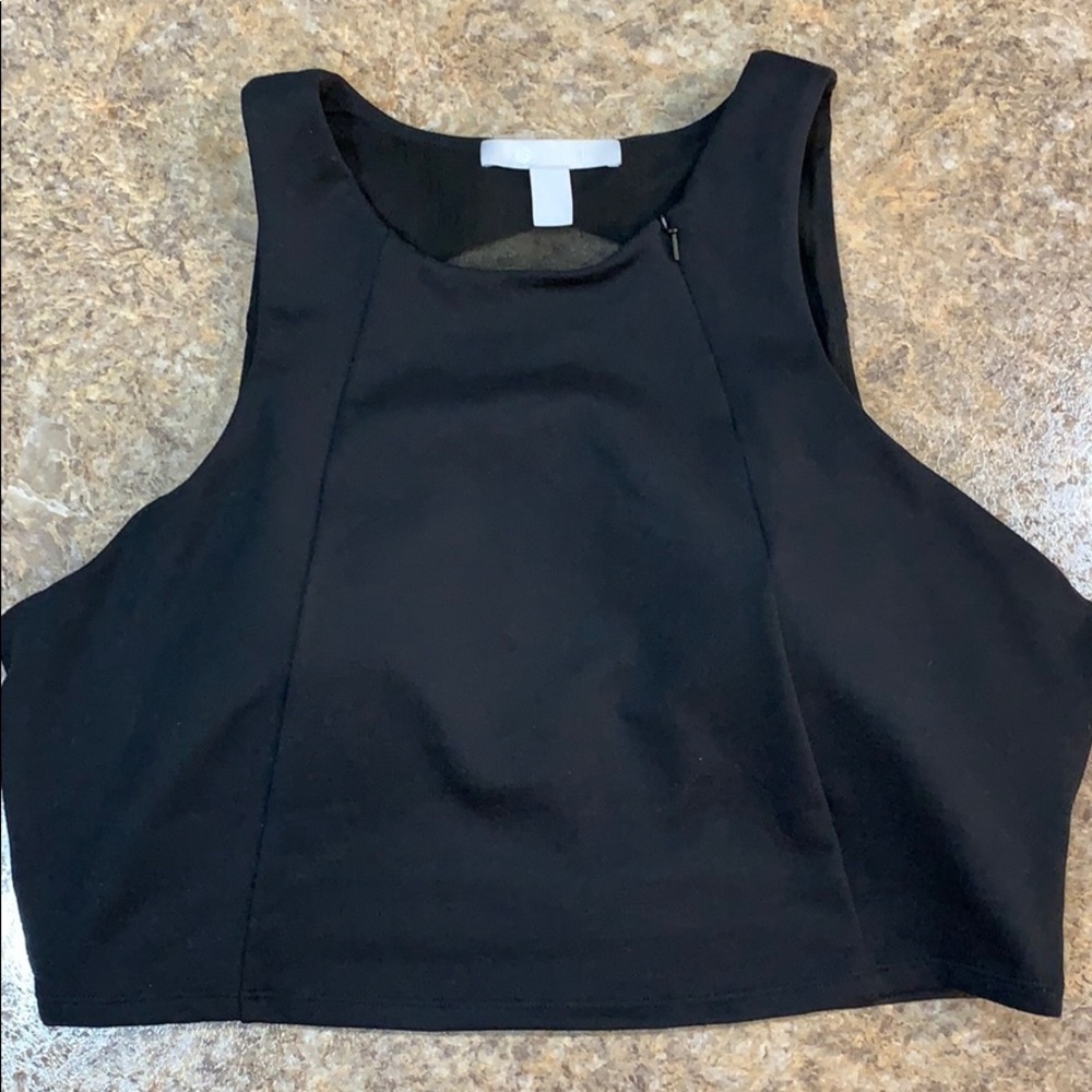 Zella Sheer Corset Back High Neckline Athletic Sports Bra
